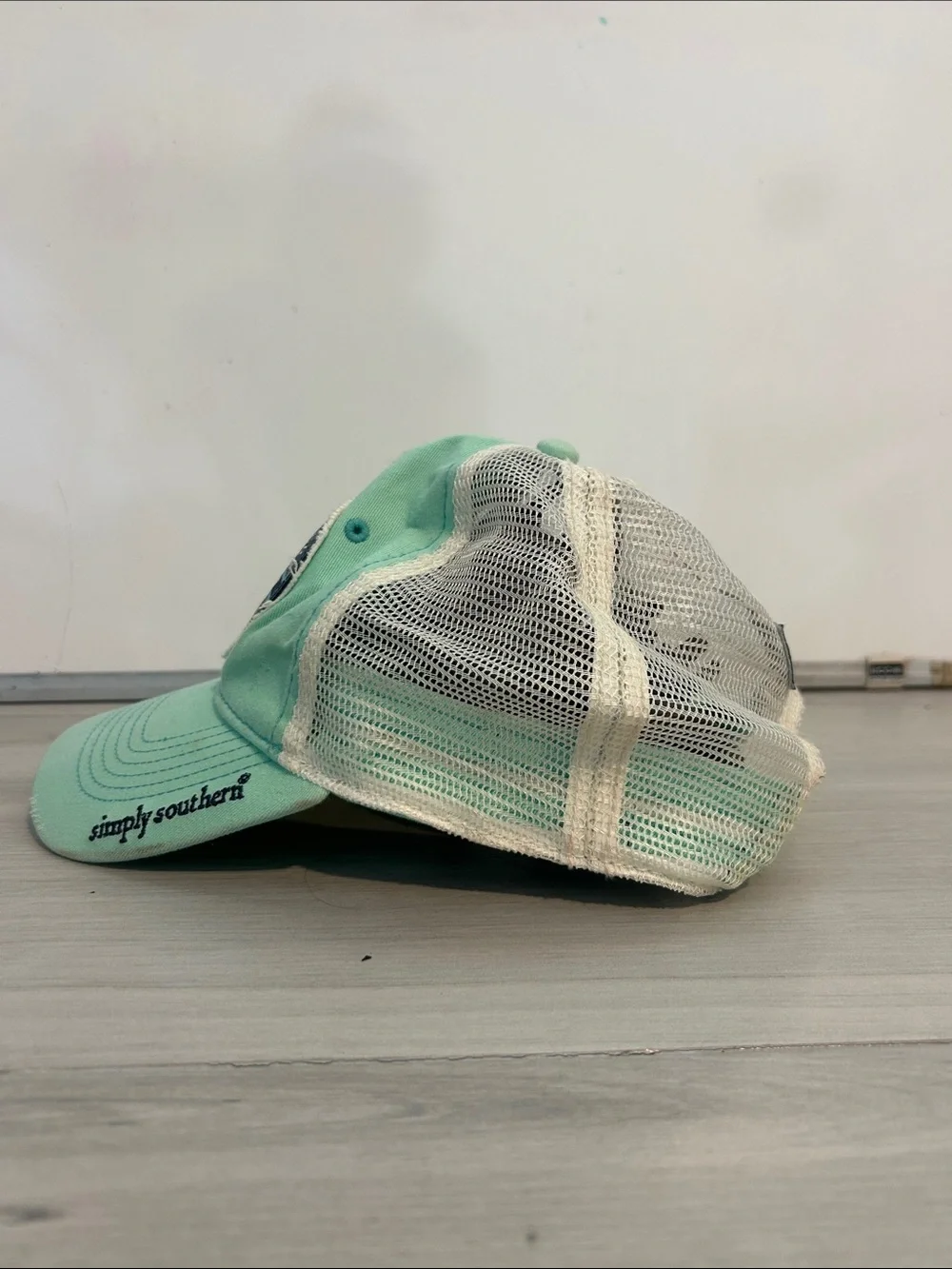 Simply Southern Mint Green and White Trucker Cap with Anchor Patch